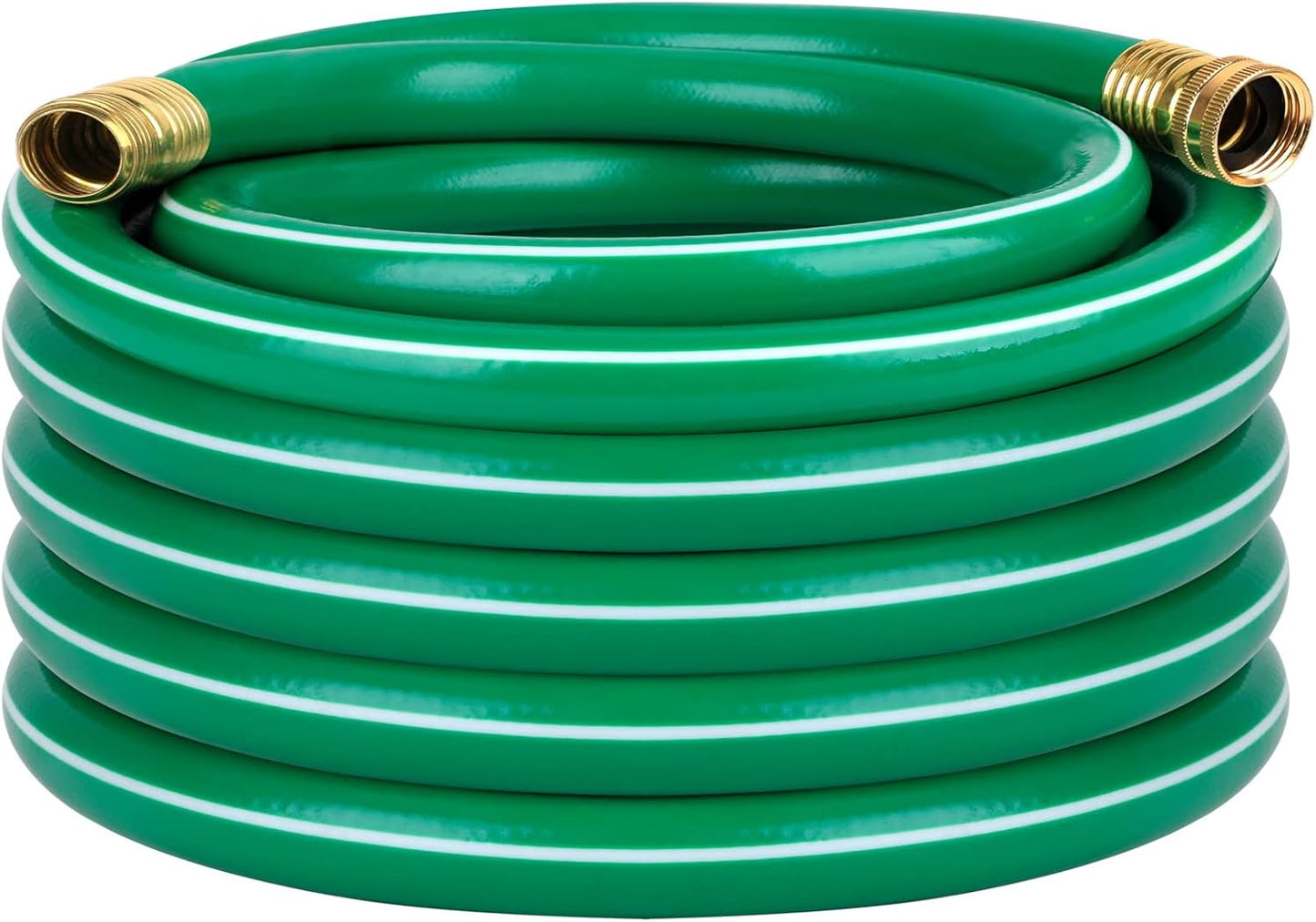 Worth Long Lead-in Green Garden Hose 5/8 in. x 50 ft. -Kink Free, No Leaking, Male/Female Fittings -Heavy Duty Durable Flexible Lightweight Water Pipe -Brass Aluminum Ends for Household & Yard Use