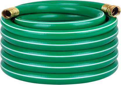 Worth Long Lead-in Green Garden Hose 5/8 in. x 50 ft. -Kink Free, No Leaking, Male/Female Fittings -Heavy Duty Durable Flexible Lightweight Water Pipe -Brass Aluminum Ends for Household & Yard Use