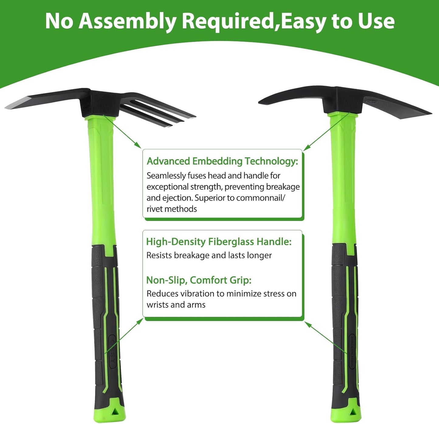 2pcs Pick Axes for Digging and No Installation Required Garden Hoe and Cultivator Hand Rake Garden Tool Durable and Comfortable Handle Mattock Weeding Hoe