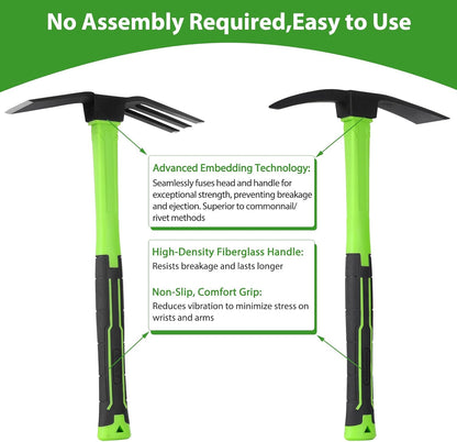 2pcs Pick Axes for Digging and No Installation Required Garden Hoe and Cultivator Hand Rake Garden Tool Durable and Comfortable Handle Mattock Weeding Hoe