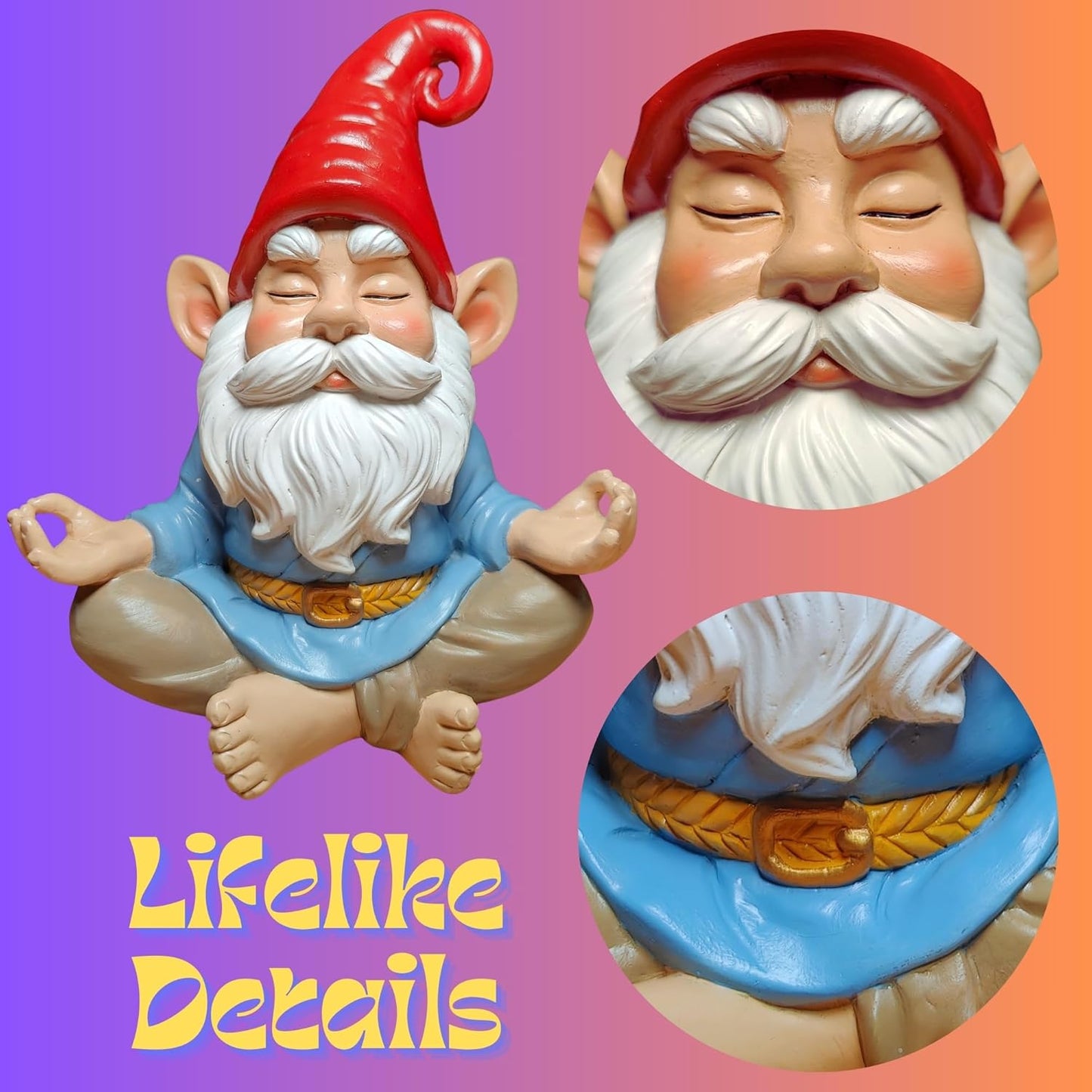 Zen Garden Gnome Statue, 7.5" Meditating Yoga Gnome, Outdoor Indoor Figurine for Patio Lawn Yard, Handcrafted Peaceful Meditation Sculpture, Unique Home Decoration Gift for Women Men