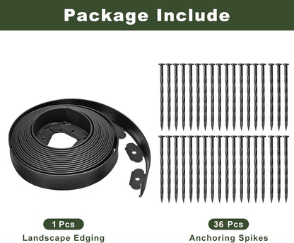 uxcell Landscape Edging, 1Pcs 40FT x 2" - No Dig Garden Edging Kit with 36 Stakes, Landscape Edging Border for Garden Lawn Flower Bed Yard Grass (Black)