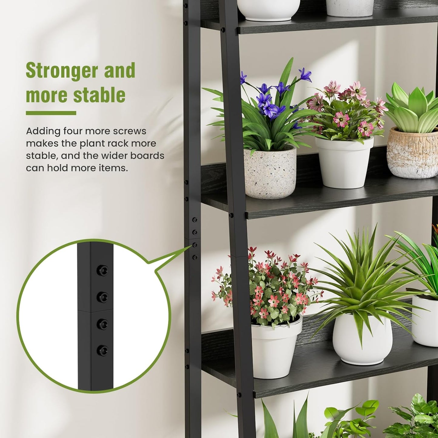 Large Plant Stand Indoor with Grow Lights & Storage Drawer, 63" Extra Wide Wood & Heavy Duty Metal 5 Tiered Plant Shelf, Sturdy Safety for Multiple Plants in Living Room Bedroom Patio Balcony