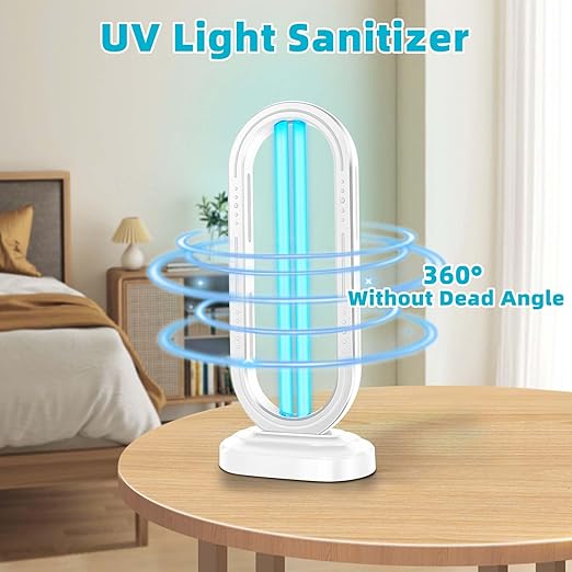 UV Light Sanitizer,4-Speed Timing and Remote Control UVC Home Disinfection Device,Ultraviolet Light Sanitizer for Bed Bugs and Dust Mites,UV Lamp for Whole Room,White