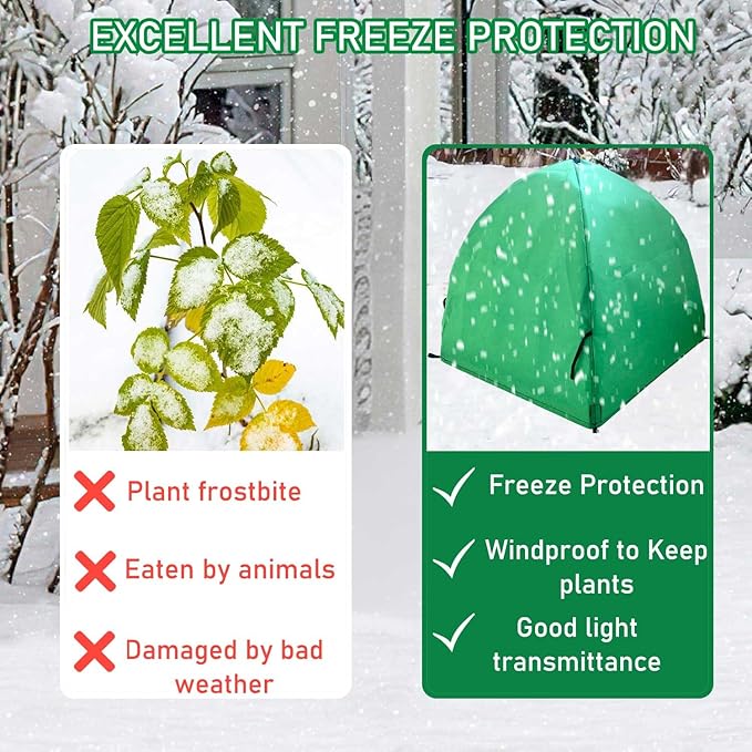 2 Pack Plant Freeze Protection Covers Winter Shrub Covers Plant Frost Protection Tent, Warm Plant Tents Protecting Fruit Potted Plants Tree from Freezing Animals Eating ((22x22x23in, Frost Cloth))
