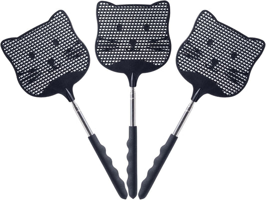 3 Pack Extendable Fly Swatter, 25 inch Long Handle Flyswatters, Plastic Heavy Duty Fly Swatters