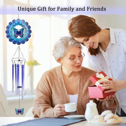 Wind Chimes for Outside with Butterfly Wind Spinner, Unique Christmas Birthday Gifts for Women Mom Friends Sisters Teacher, Windchimes Outdoor Decor Patio Garden Yard Butterflies Decorations
