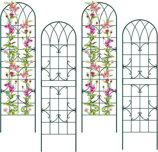 4 Pack Metal Garden Trellis for Climbing Plants,Green Metal Garden Trellis for Vines Plant Rose