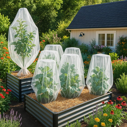 Fruit Tree Protection Bags 4x4.5 FT in 4 Pack | Multiple Size Garden Netting for Fruit & Vegetable Protection | White Plant Net Cover for Blueberry & Tomato | Bird & Insect Mesh Fabric Protector
