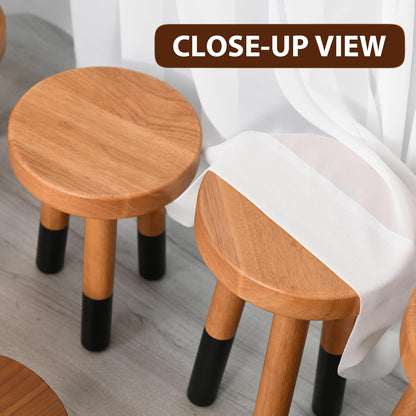 Rubber Wood 9" Round Plant Stand |Dip Dyed Black Stool, Wood Riser |Milking Stool (10" H)