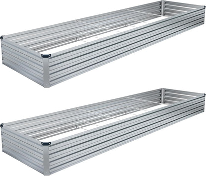2PCS 12x4x1FT Galvanized Raised Garden Bed Kit,Vegetable Boxes-Rectangle Metal Flower Box,Large Planter Raised Beds Outdoor Garden for Planting,Fruit,Herb-Sliver