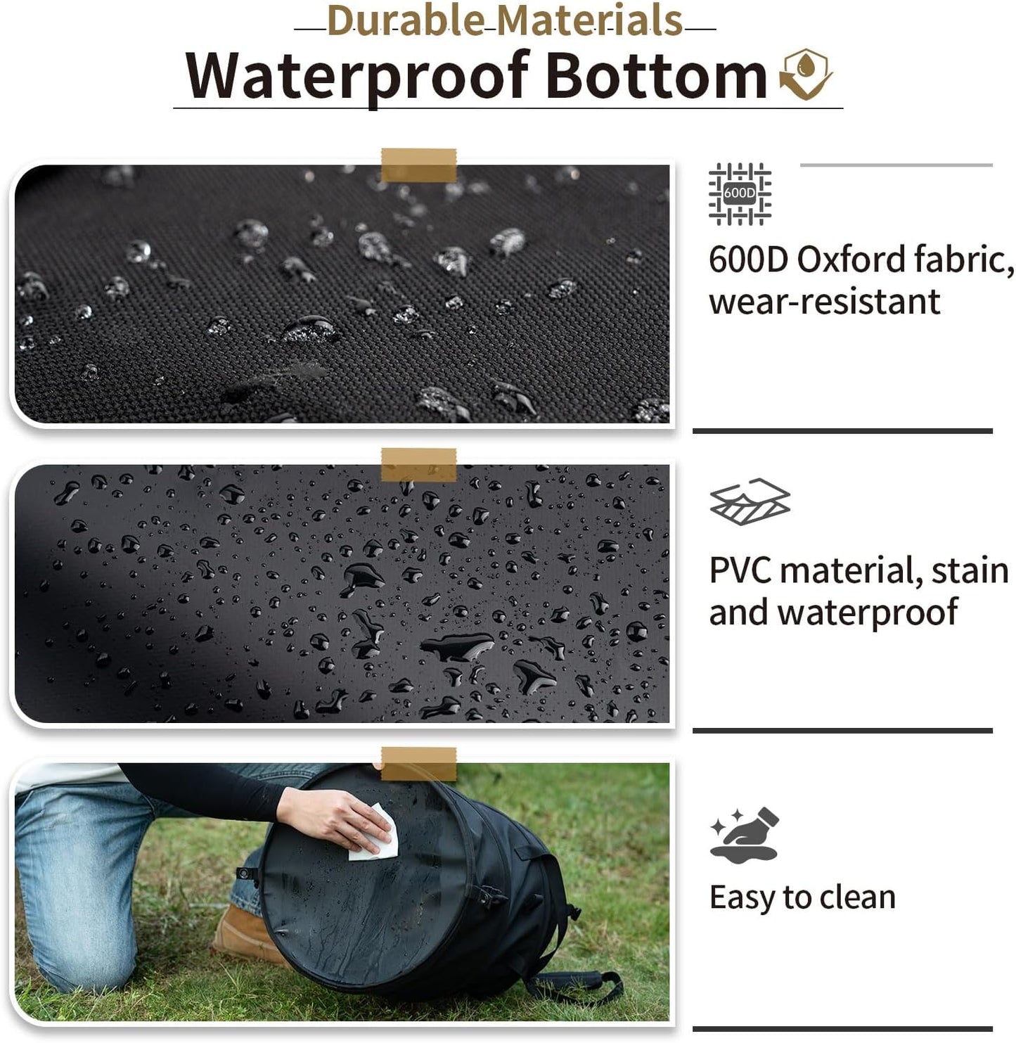 ONETIGRIS Collapsible Trash Can for Camping,12 Gallon Pop up Trash Can with Sorting Clips, Outdoor Collapsible Bin with Lid 600d Oxford Cloth Yard Waste Bags Garden Bag for Camping,Recycling,RV