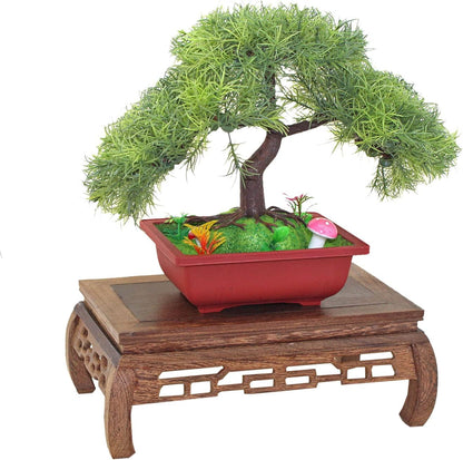GOLDY&WENDY Rectangular Wooden Display Stand Solid Chicken Wing (Ji Chi) Wood Ornaments Base Flower Bonsai Pedestal Furniture Decoration