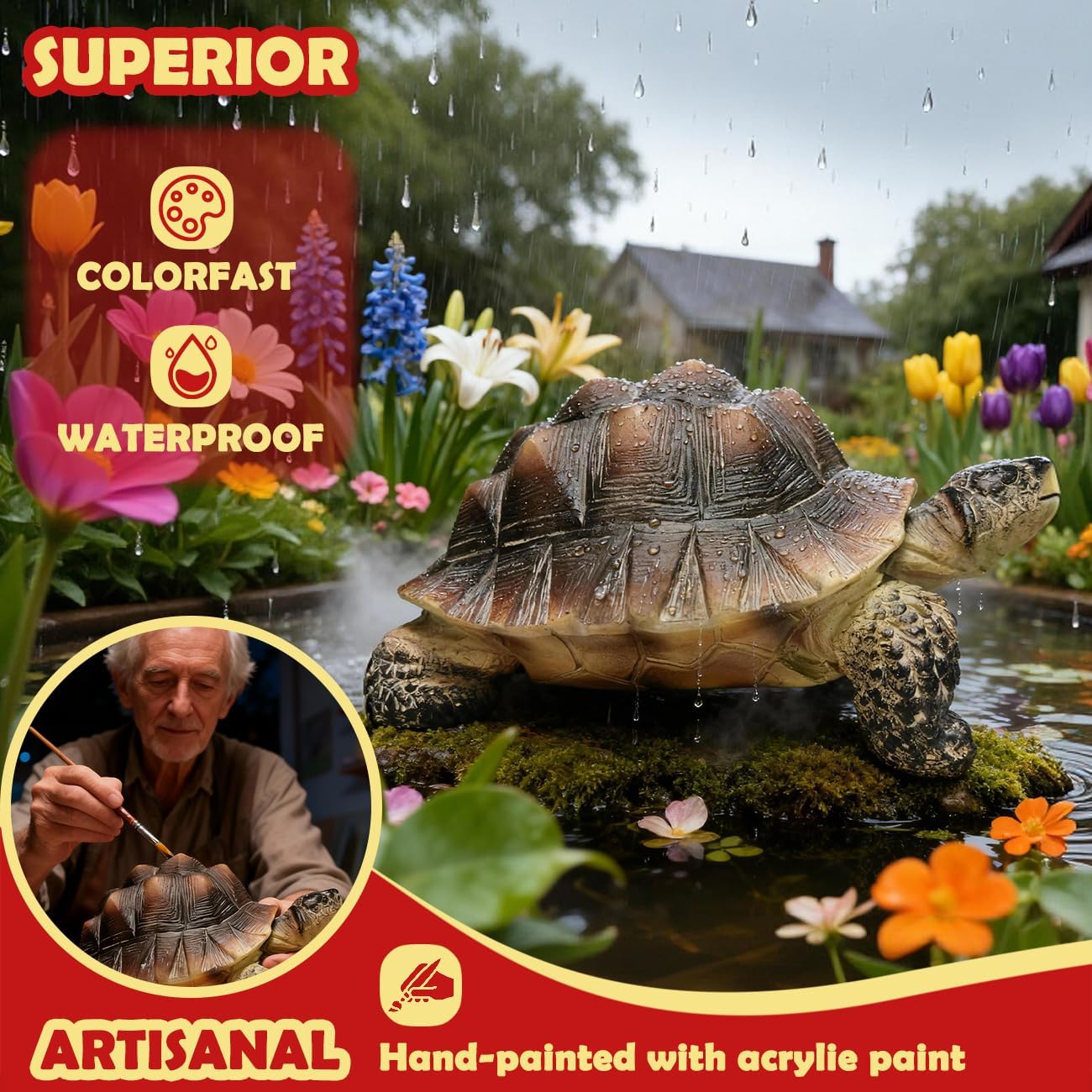 Sunthus Turtle Tortoise Sculptures Garden Statues Yard Art Resin Decorations Outdoor Garden Décor