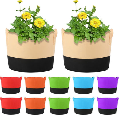 12 Pack 7 Gallon Grow Bags Colorful Fabric Plant Pots with Handles 7 Gal Garden Grow Bags Fabric Grow Pots Plant Growing Bags Vegetable Planting Bags for Garden and Outdoor (7 Gallon)
