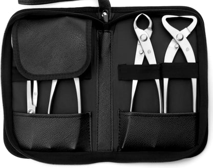 TianBonsai 4-PCS Bonsai Tool Set Including Concave Cutter Straight Edge Cutter Trunk Splitter And Bonsai Scissors Equip With Tool Bag