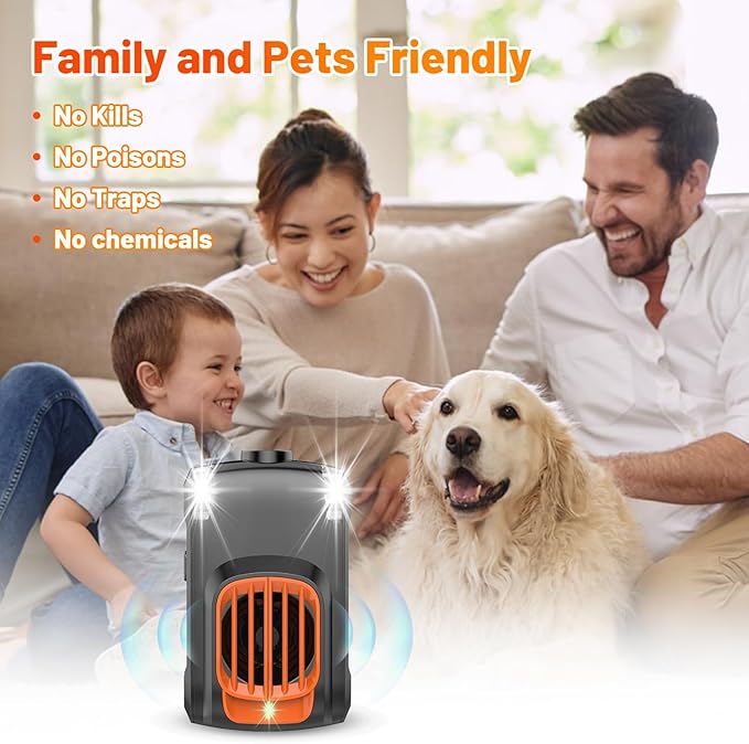 Ultrasonic Mice Repellent Indoor, 1 Pack Rodent Mouse Repellent Plug in, Electronic Rat Pest Bat Deterrent with 4 Strobe Lights, Rodent Repellent for Car Engines, House, Garage, Barn, Kitchen, Attic