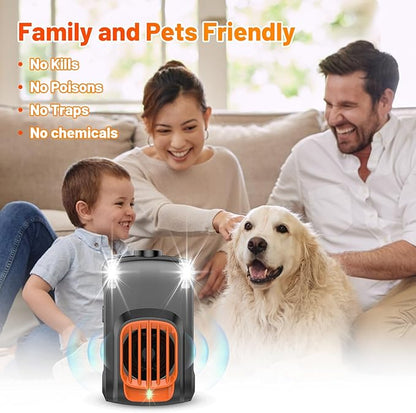 Ultrasonic Mice Repellent Indoor, 1 Pack Rodent Mouse Repellent Plug in, Electronic Rat Pest Bat Deterrent with 4 Strobe Lights, Rodent Repellent for Car Engines, House, Garage, Barn, Kitchen, Attic