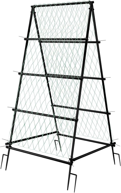 unho Garden Trellis for Climbing Plants with Tough Nylon Netting, 6ft Tall Sturdy Rustproof Metal Plant Support Tower for Vegetable Fruit Vine Cucumber Garden Lightweight，Outdoor