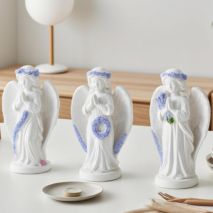 Lavender Praying Angel Statues, Handmade Resin Craft Home Decor, Indoor & Outdoor Winged Angel Figurines, Tabletop Ornaments, Ideal Blessing Gift for Mom, Dad & Friends