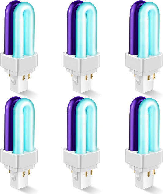 Qualirey 6 Pack 41050 7W Replacement Bulb, Upgraded 2 Color Bug Zapper Replacement Bulb Compatible with Dynatrap DT1050 DT1100 DT1250, 1/2 Acre Mosquito UV Light Trap Replacement Bulbs