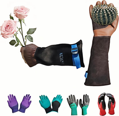 Gardening Gloves for Women/Men,Rose Pruning Long Leather Garden Gloves Thorn Proof