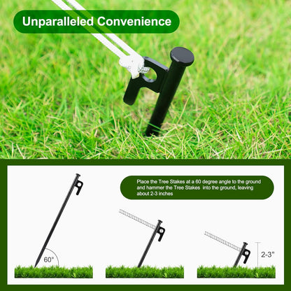 Tree Stake Kits, Heavy Duty Tree Stakes and Supports Kits for Young Trees Against Bad Weather, 3 Pcs Tree Stake, 3 Pcs Tree Straps, 32.8 FT Rope