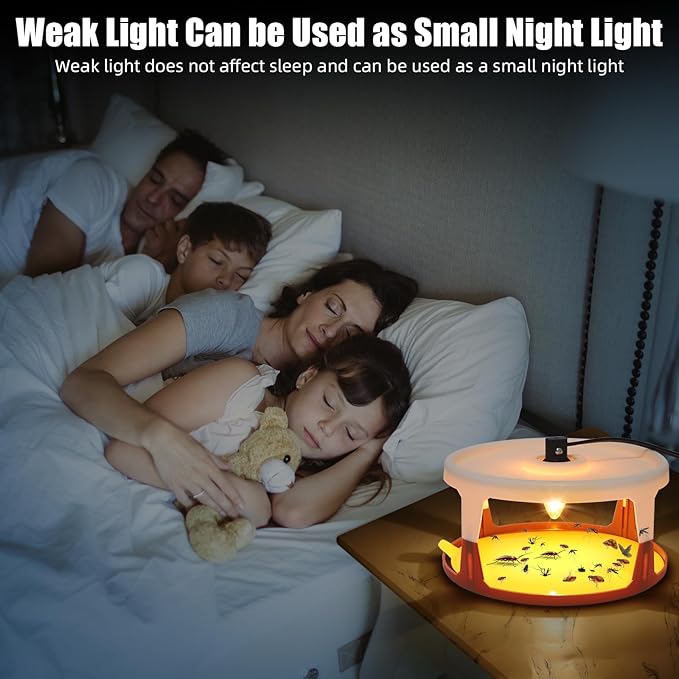4 Pack Flea Traps for Inside Your Home, Flea Light Trap for Indoor Flying Insect Control Trapper with 12 Bulbs, 12 Sticky Pads Refills Bed Bug Trap for House Indoor