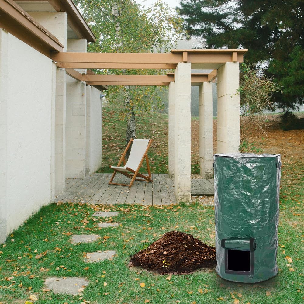 2 Pcs Collapsible Garden Compost Bin, Yard Waste Container Bags, Countertop Compost Tumbler Bin with Lid Kitchen and Outdoor, Outdoor Composting & Yard Waste Bins