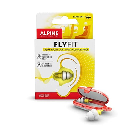 Alpine FlyFit - Earplugs for Pressure Relief & Preventing Ear Pain While Flying - Airplane Travel