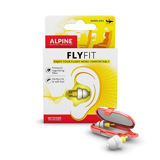 Alpine FlyFit - Earplugs for Pressure Relief & Preventing Ear Pain While Flying - Airplane Travel