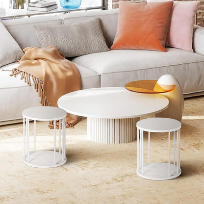 HDANI Wooden Stool Set of 2 for Kids,Adults,300lbs Load Capacity Garden Round Wood Stool,Non-Slip Small Step Stool for Plant Stand,Kitchen,Bathroom and Bedroom,White