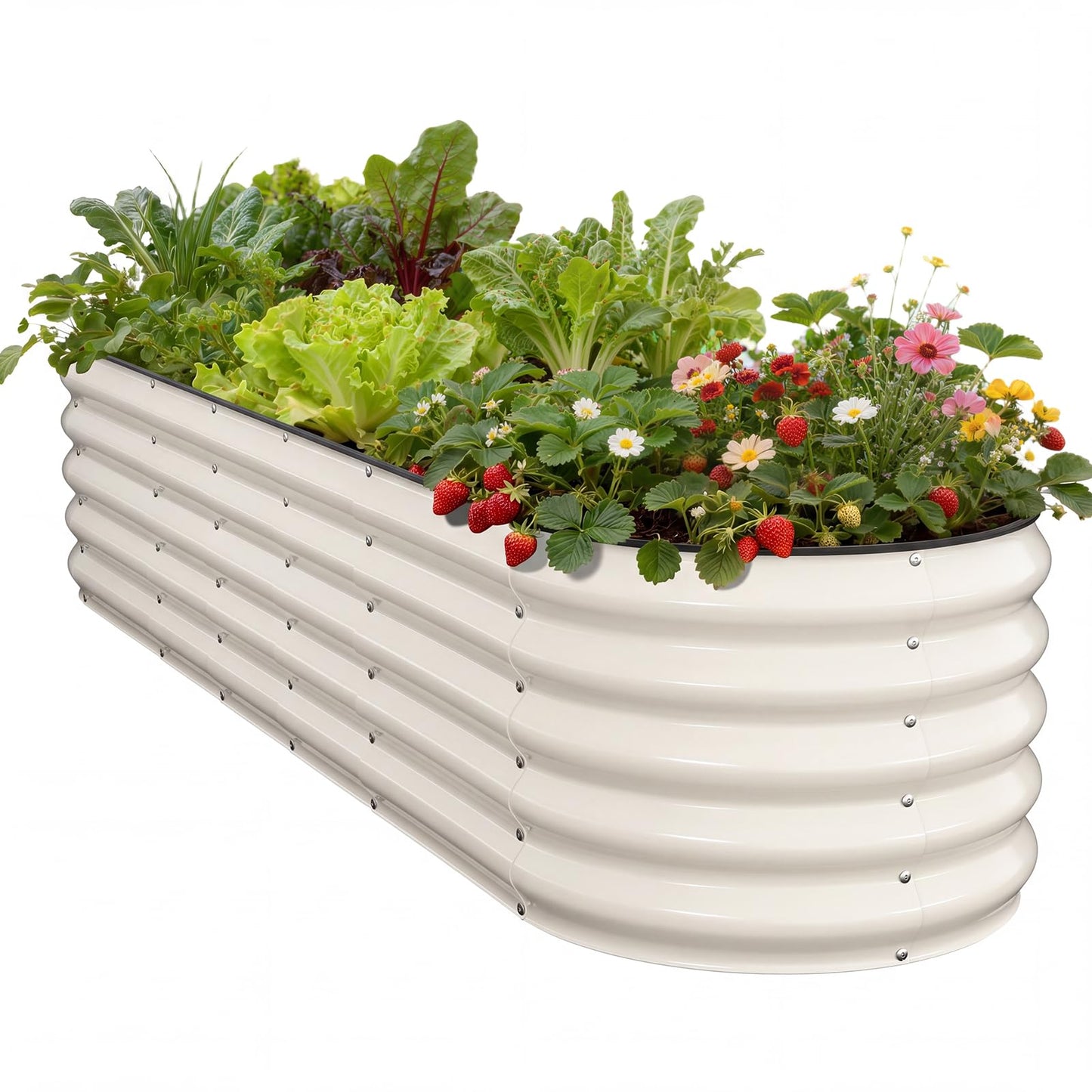 Pattiumo Galvanized Raised Garden Bed 8×2×1.5 FT, Round Metal Raised Garden Bed Outdoor Planter Box