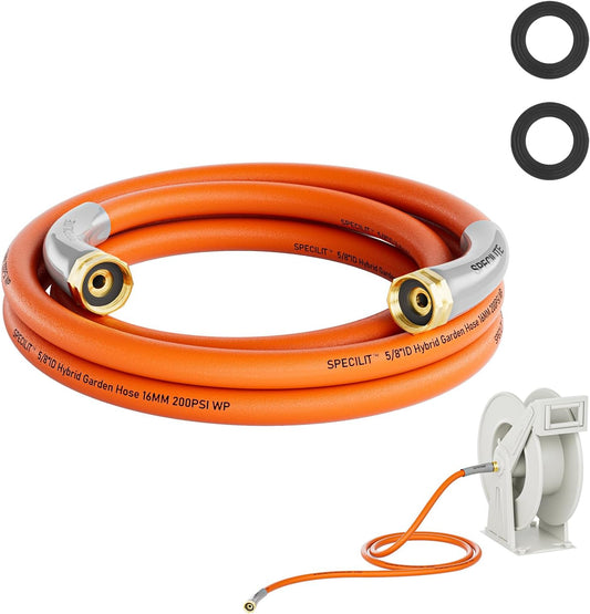 SPECILITE Garden Water Hose 10 ft x 5/8 in with Female to Female Connector, Small Leader Hose for Hose Reel, Heavy Duty, Flexible & Lightweight, Water Pipe, Outdoor Water Hose Extension Adapter