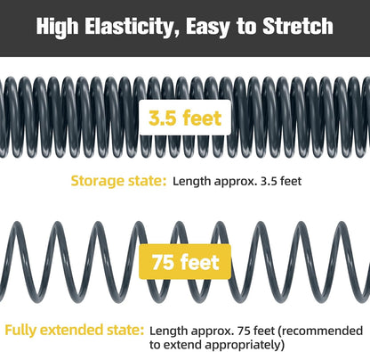 Coil Hose,3/8" EVA Coil Garden Hose 75 FT,Curly Water Hose Lightweight with Brass Connectors,Recoil Garden Hose Includes 8-Pattern Spray Nozzle for Boat, Yard, Patio, Green