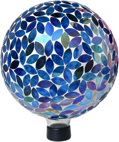 Lily's Home 10" Mosaic Gazing Ball for The Garden, Patio, and Courtyard. Indoor/Outdoor Glass Gazing Globe Yard Decoration. Vibrant Colores and Ideal Lawn décor and Gift.