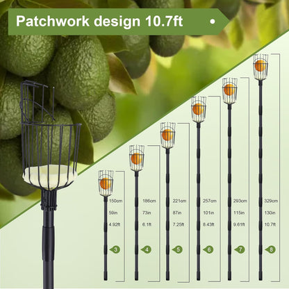 Fruit Picker Pole with Basket - 10.7FT(130Inch) Adjustable Fruit Picker with Basket, Orange Picker, Fruit Picking Pole for Orange Apple Avocados Lemon, Black