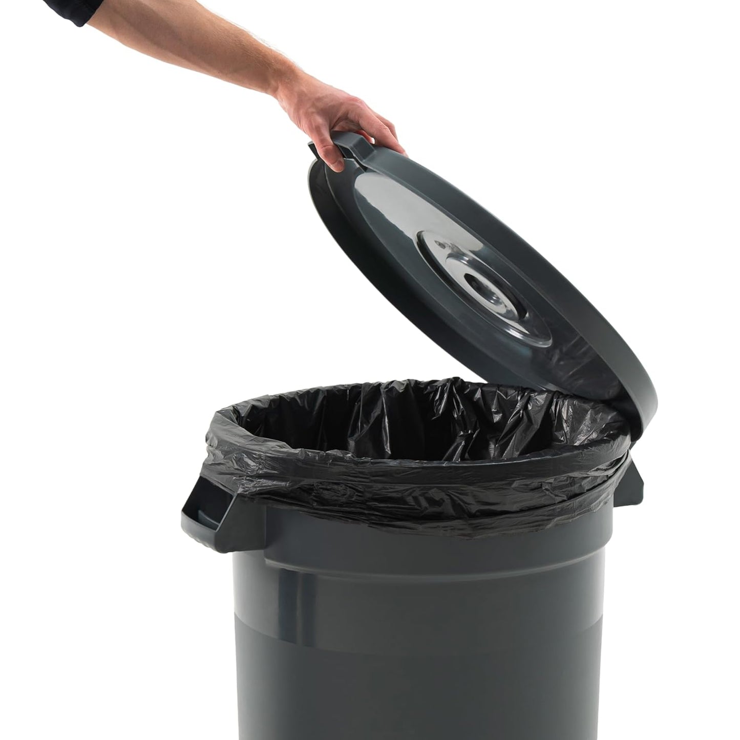 PRO&Family 20 Gallon Trash Can with Lid Round Ingredient Storage Containers Recycling Bin Kitchen Garbage Can Office Garbage Can Trash Barrel Plastic Barrel Yard Waste Bin Outdoor Trashcan (5, Gray)