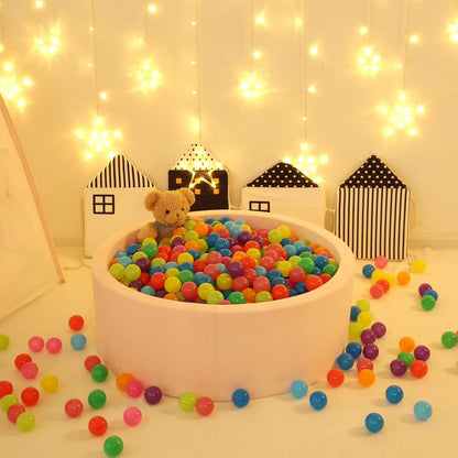 Ball Pit Balls for Kids, Plastic Refill 2.2 Inch Balls, 100 Pack, Bright Colors, Phthalate and BPA Free, Includes a Reusable Storage Bag with Zipper