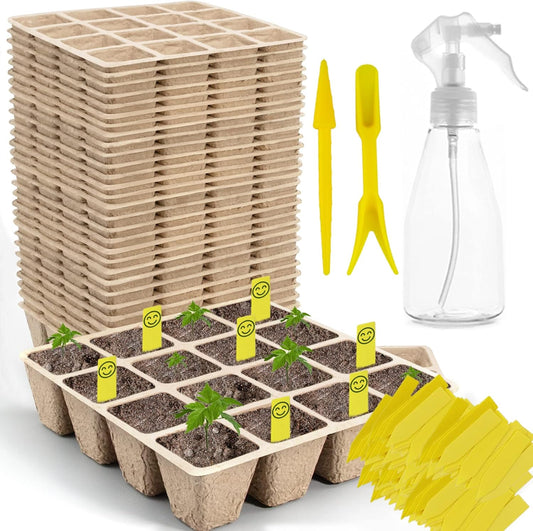 640Cells Seedling Start Trays,40 Pack Peat Pots Seedling Pots Biodegradable,Seedling Starter