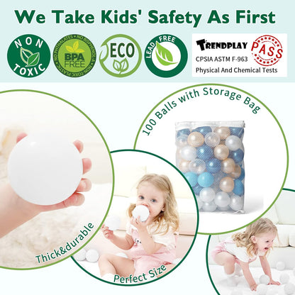 TRENDPLAY Plastic Balls for Ball Pits 2.2 Inch, Pack of 50 100 200 500 Hollow Balls, Perfect for Toddler Baby Pools,Party,Festival Decoration