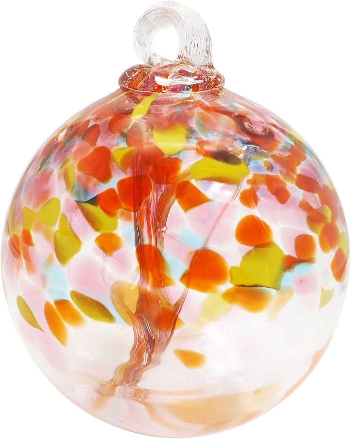 Dale Tiffany Hand Blown Glass, 4" Diameter Eden, Tree of Life Collection, Witch Globe Hanging Garden Indoor/Outdoor Decorative Ornament Gazing Ball