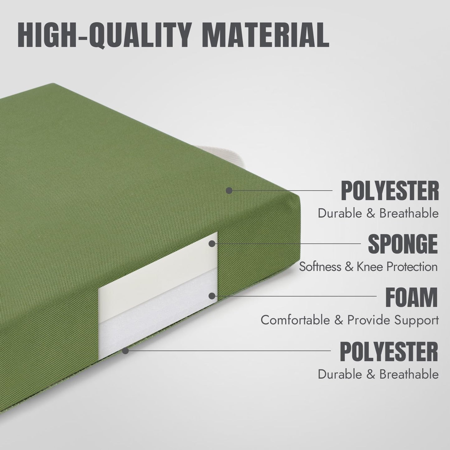 HappyPicnic Extra Thick Kneeling Pad, 1 Pack, Green, 17.5 x 11 x 2in