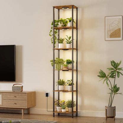 Bstrip Plant Stand Indoor with Grow Light, 81.3" Tall Indoor Plant Shelf, 6 Tier Flower Stand with Plant Light Full Spectrum, Metal Plant Holder with Light, lighted Plant Rack for Home, Corner, Patio