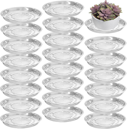 20 Packs 10" Large Clear Plant Saucers for Indoor Outdoor Use Heavy Duty Plastic Plant Trays for Planter Bulk Flower Pot Drip Trays to Catch Water, 4 to 20 Inch, Round Transparent
