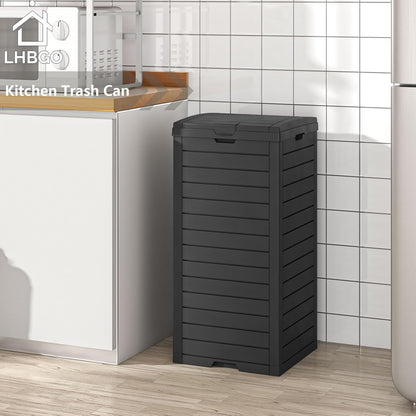 31 Gallon Kitchen Waste Bin with Lid and Drip Tray for Easy Cleaning-Perfect，Resin Outdoor Trash Can for 33-40 Gal Trash Bag, Outdoor Trash Can for Patio,Black Kitchens, and Outdoor Entertaining
