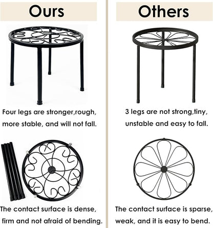 HAINARverS Metal Plant Stands 5-Pack, Heavy Duty Rustproof Iron Corner Flower Pot Stand Holder,Round Supports Display Rack Tiered Plant Stand Shelf For Indoor And Outdoor Multiple (Black)