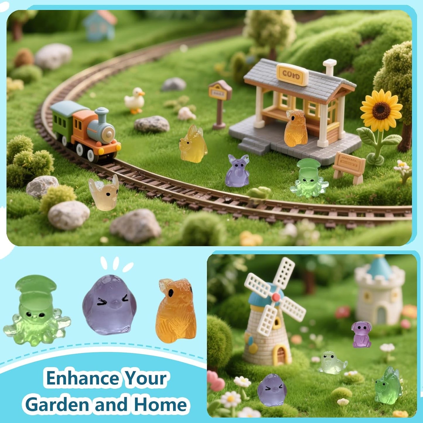 150/200 Mini Resin Animals Variety Pack Kit, 30 Types Tiny Resin Animals Figures, Hide Mini Figures Micro Landscape Ornaments Fairy Garden Accessories (200)