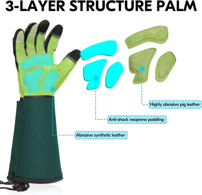 Vgo... Gardening Gloves Ladies,Safety Work Gloves,Long Sleeves Gauntlet,Puncture Proof,Touchscreen(Size M,Light green,SL7477)