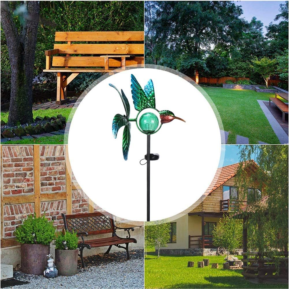 Afirst Solar Hummingbird Wind Spinner, Metal Kinetic Garden Stake Lights Wind Spinners, Outdoor Lights Lawn and Garden Décor